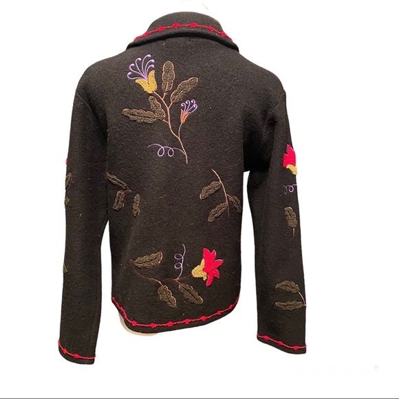 Tally-Ho Boiled Wool Blazer with Embroidered Crewel Work - Picture 5 of 7